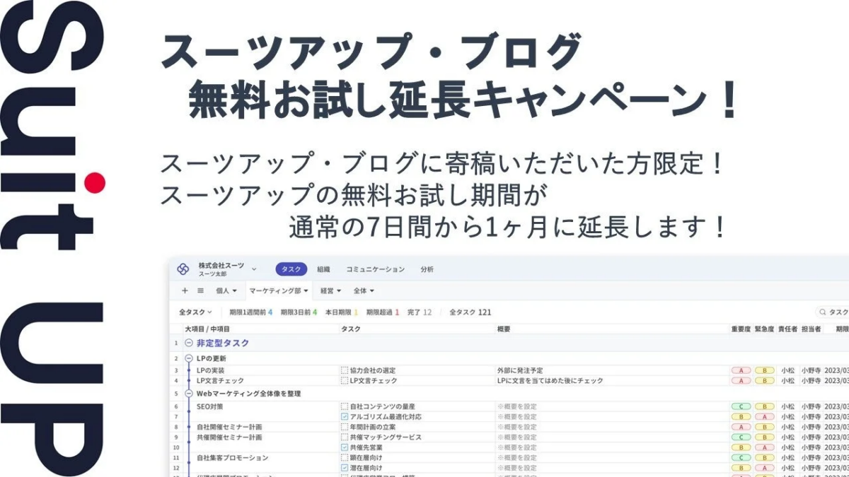 スーツアップ・ブログ 無料お試し延長キャンペーン