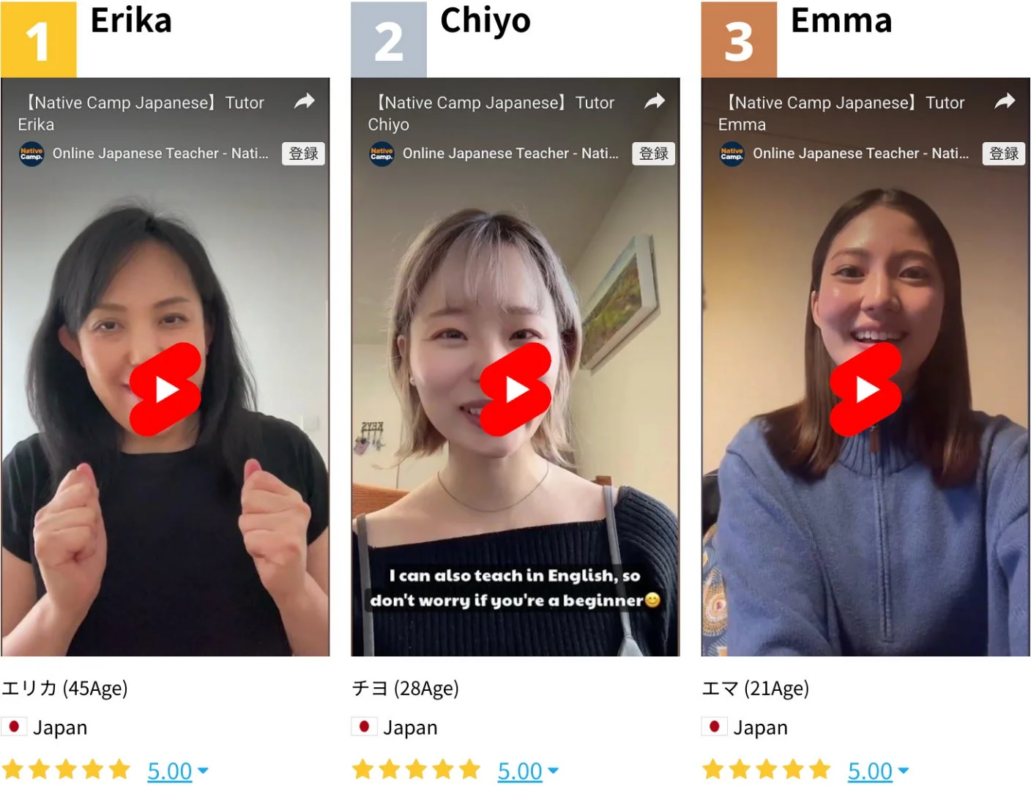 Native Camp Japanese 授課数ランキング