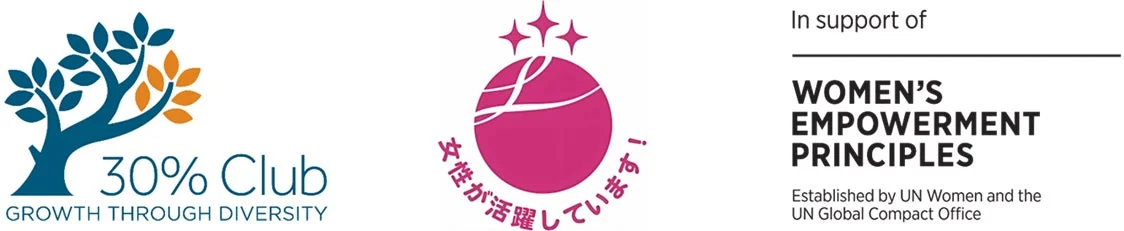 女性のエンパワーメントとダイバーシティを推進する3つのロゴ