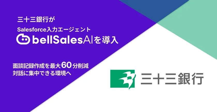 三十三銀行が Salesforce入力エージェント bellSalesAIを導入 面談記録作成を最大60分削減 対話に集中できる環境へ 三十三銀行