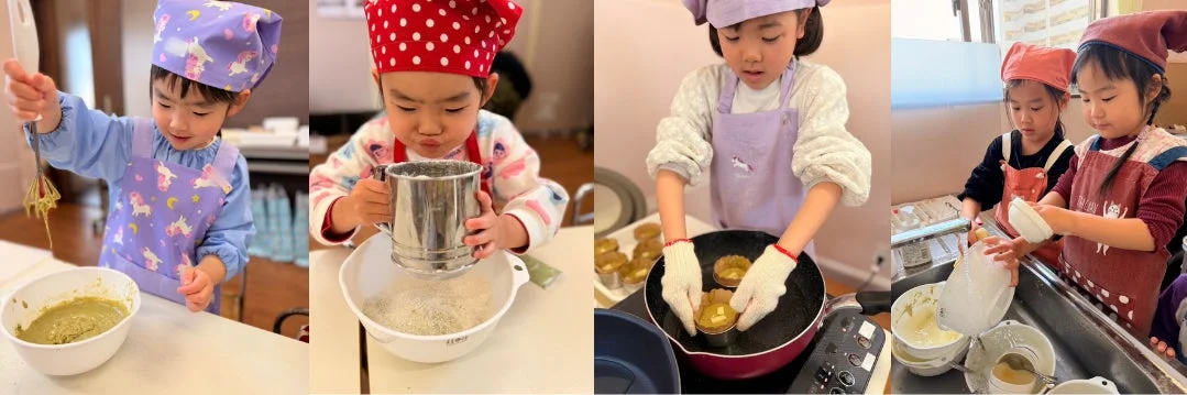 子供たちが料理体験を楽しむ様子