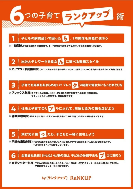 子育て支援制度「6つの子育てランクアップ術」