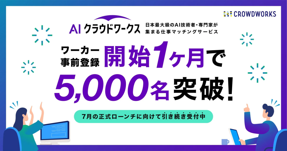 AIクラウドワークス 事前登録開始1ヶ月で5,000名突破