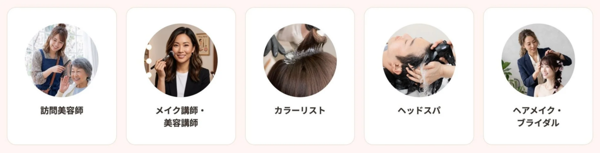 美容に関する5つのサービスを紹介する画像