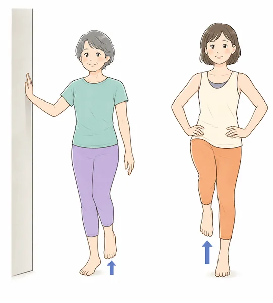 片足立ちのバランス運動のイラスト